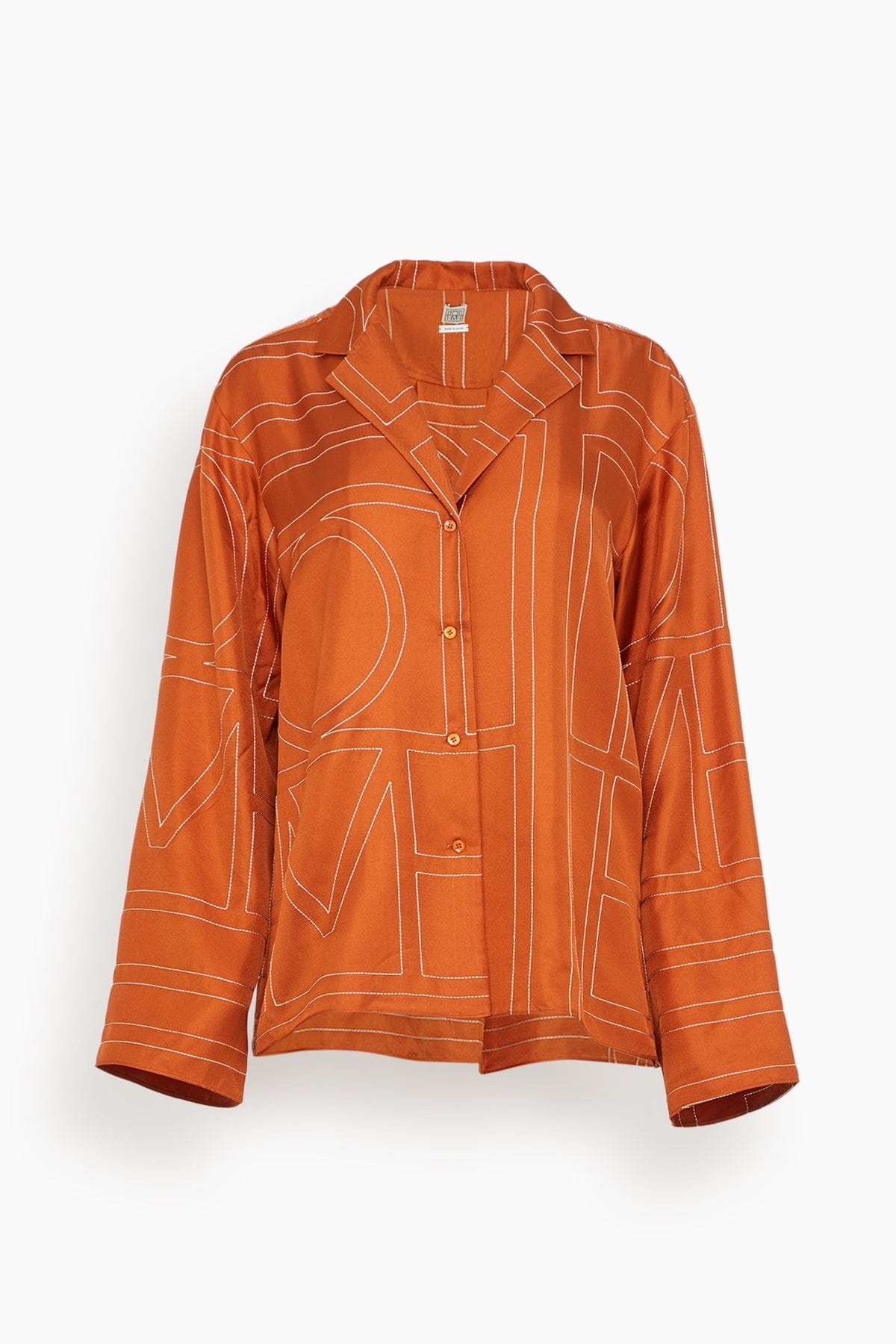 Monogram Silk PJ Top in Terracotta - 1