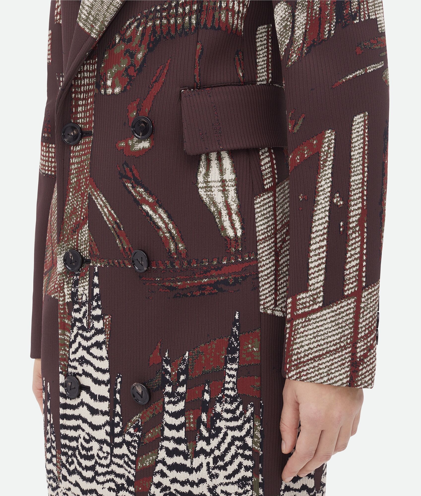 Slim Fit Graphic Viscose Jacquard Coat - 4
