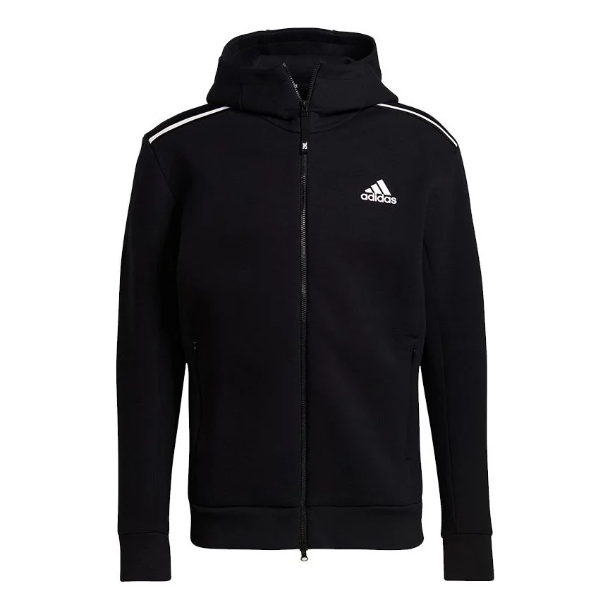 adidas M Zne Hood Logo Printing Sports Hooded Jacket Black GT9780 - 1