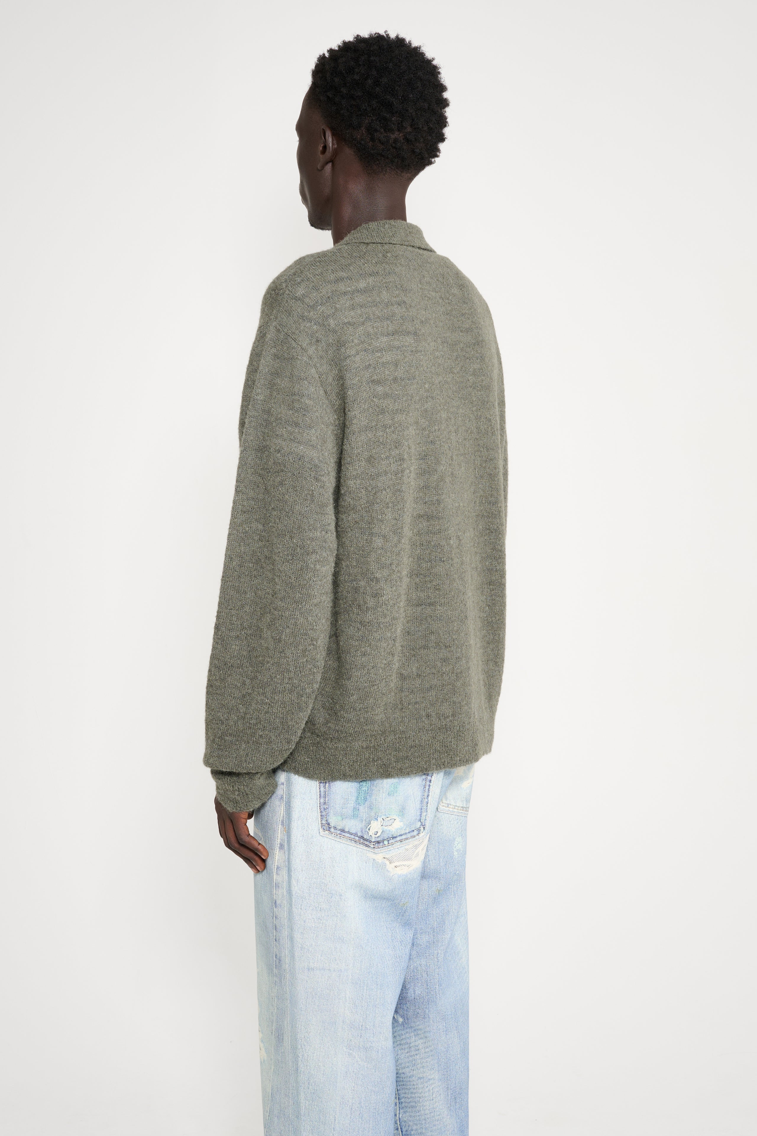 OUR LEGACY EVENING POLO MOSS GREEN FUZZY ALPACA - 3