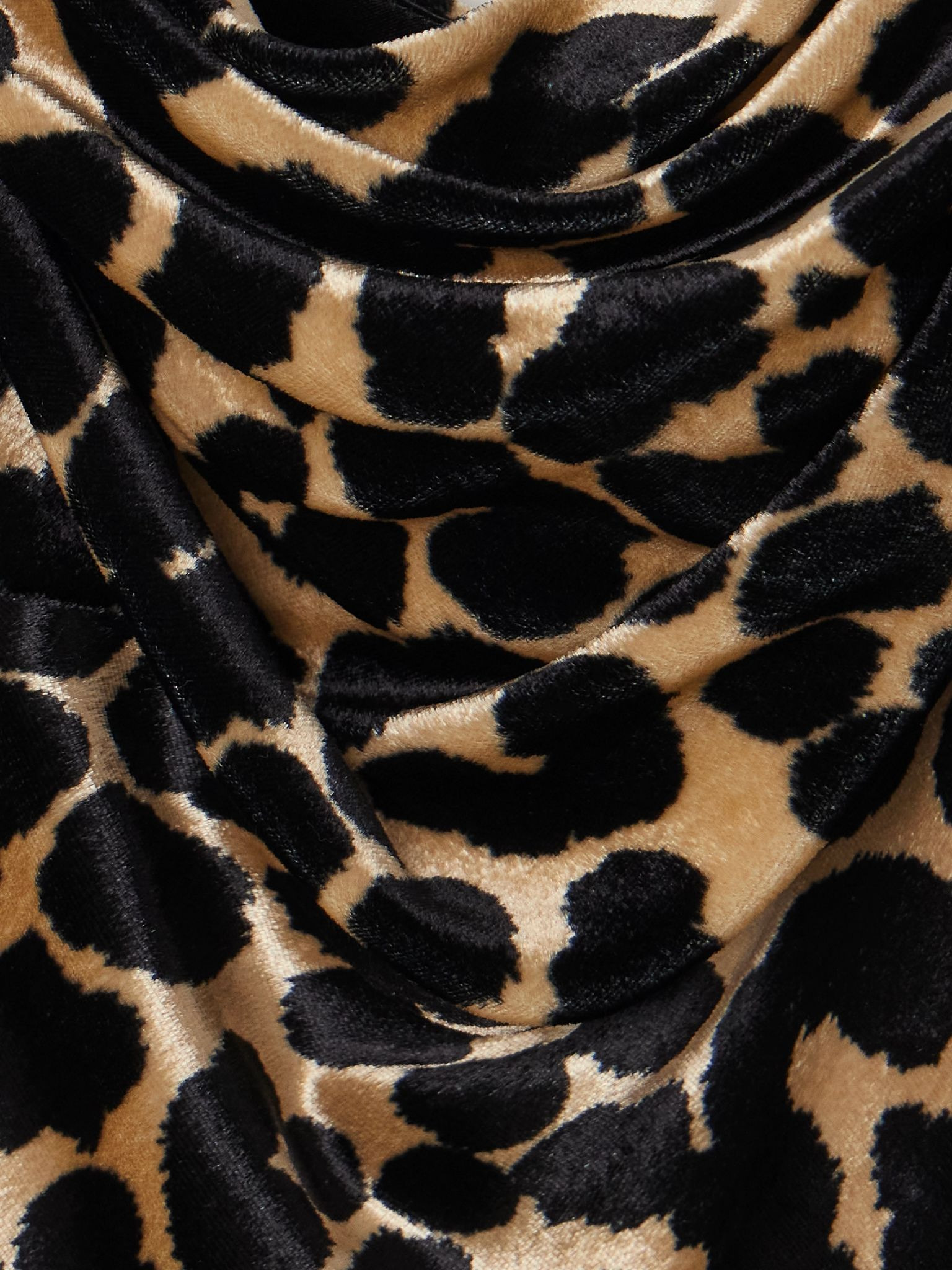 Draped leopard-print velvet midi dress Leopard print - 4