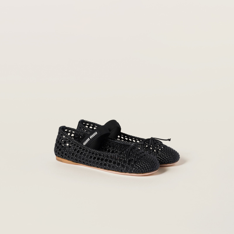 Woven nappa leather ballerinas - 1
