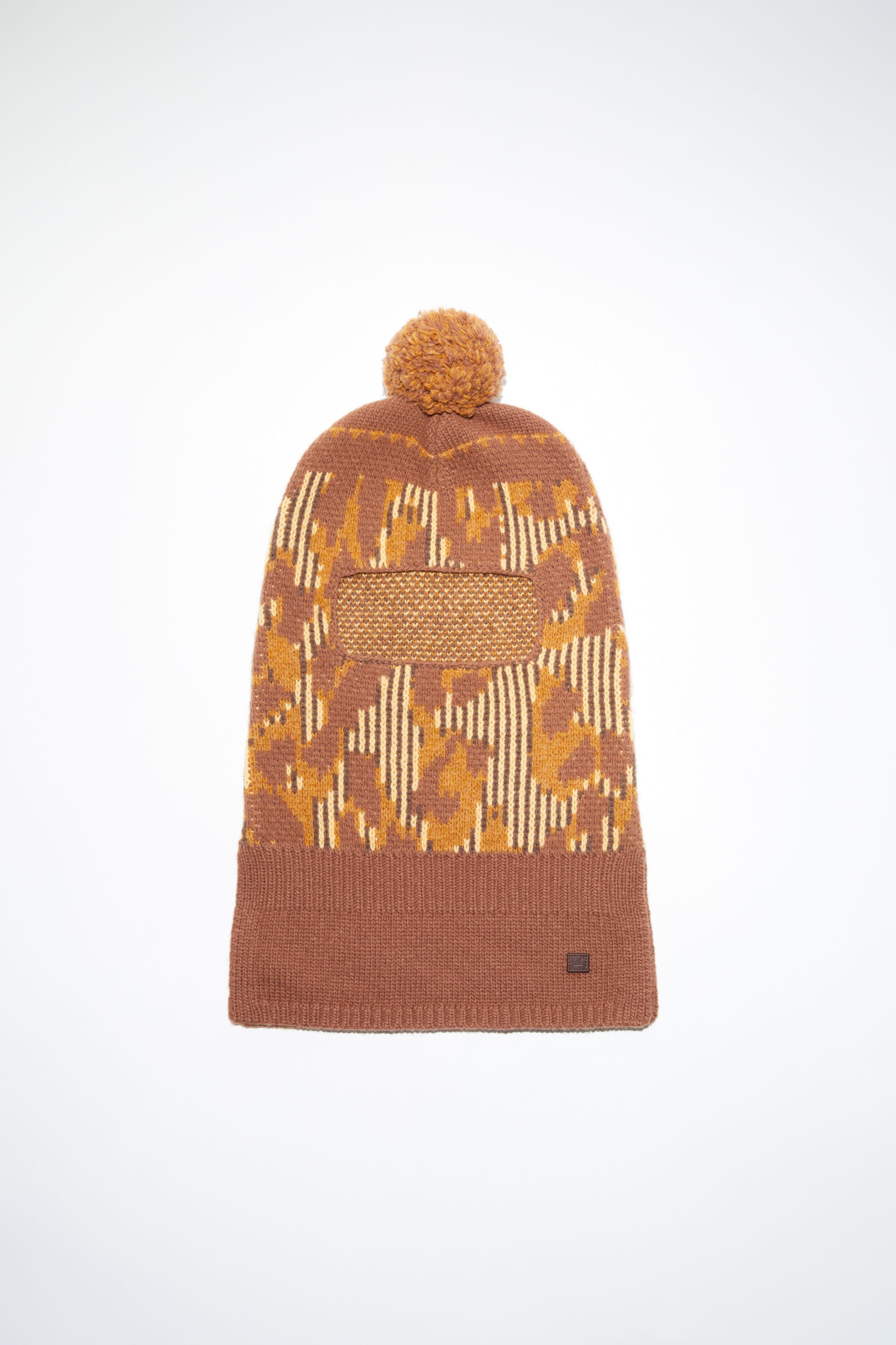 Wool balaclava - Pale orange/coffee brown - 1