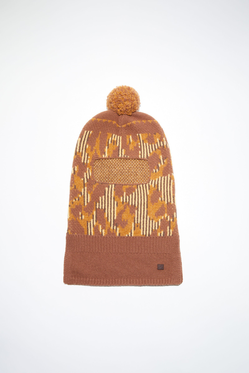 Wool balaclava - Pale orange/coffee brown 1