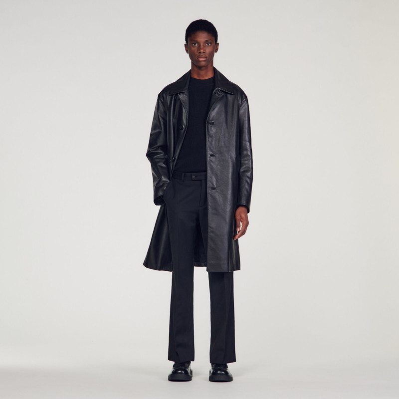 Sandro LONG LEATHER COAT outlook