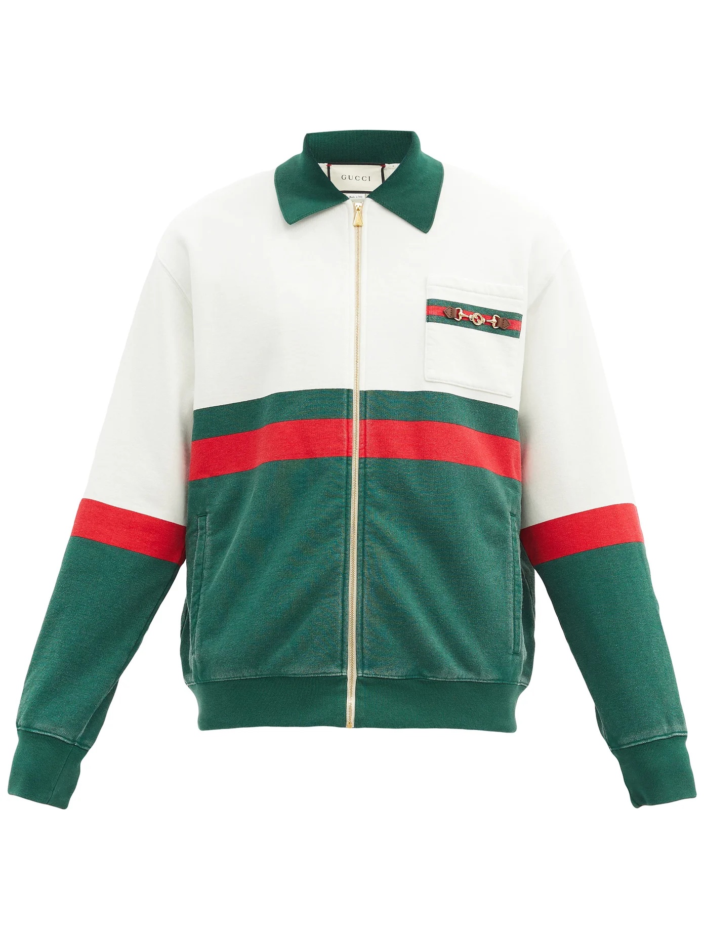 Horsebit-plaque cotton-jersey track jacket - 1