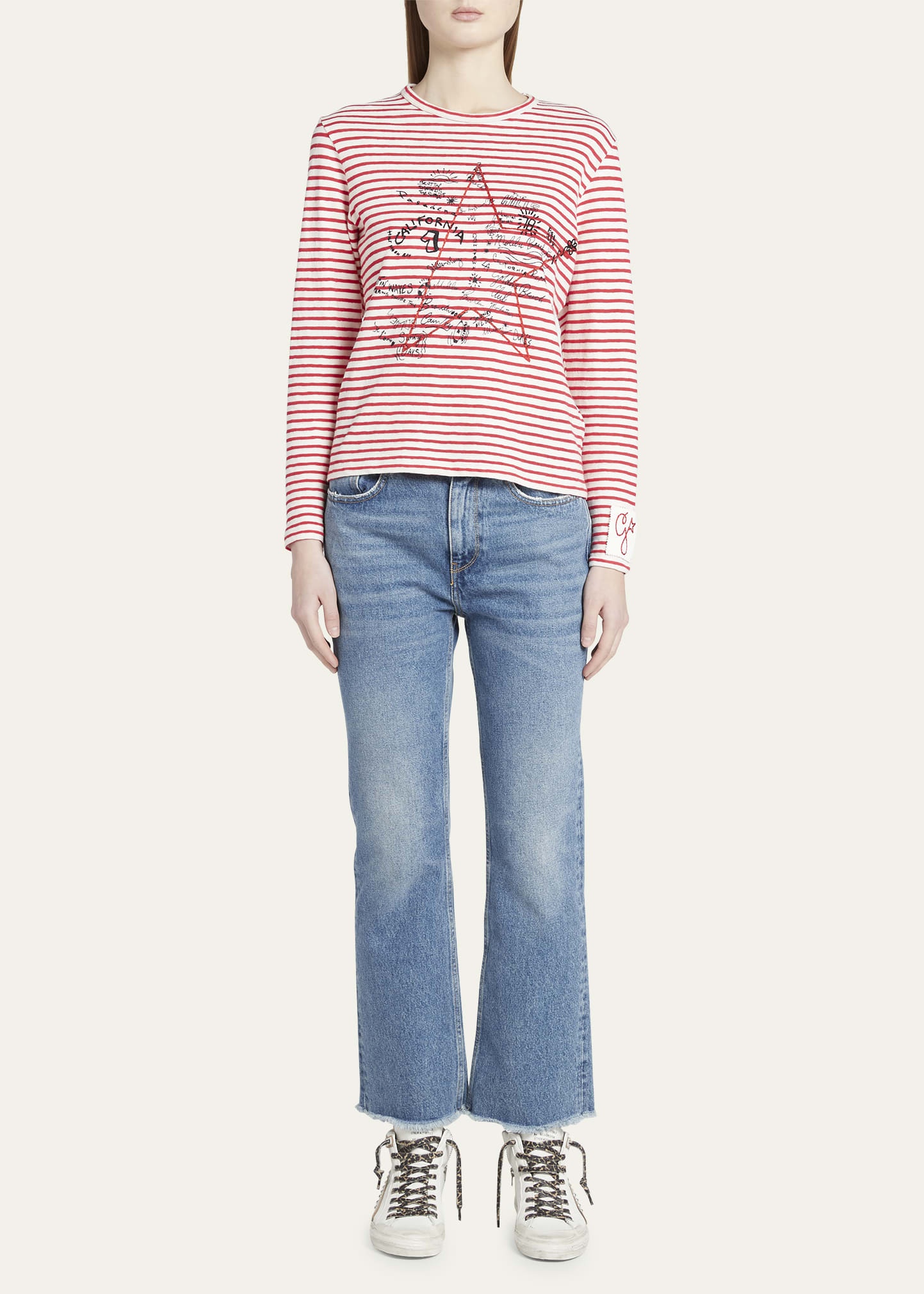 Striped Long-Sleeve T-Shirt w/ Embroidery - 2