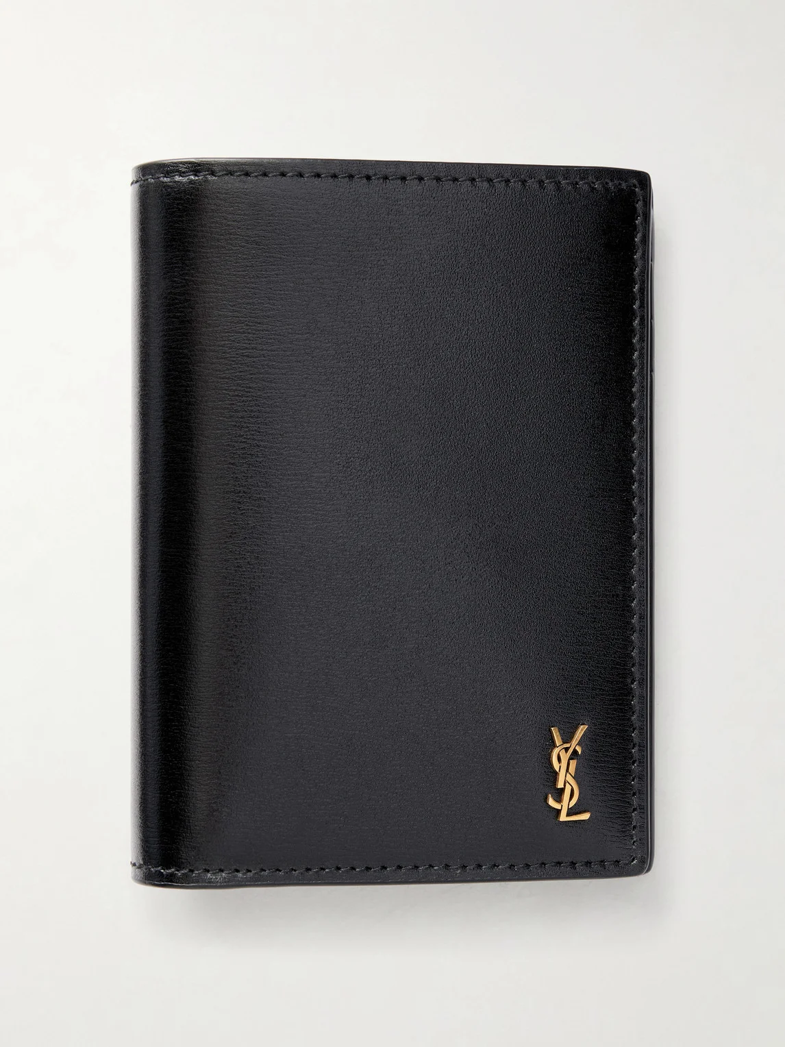 Tiny Cassandre Logo-Appliquéd Leather Billfold Wallet - 1