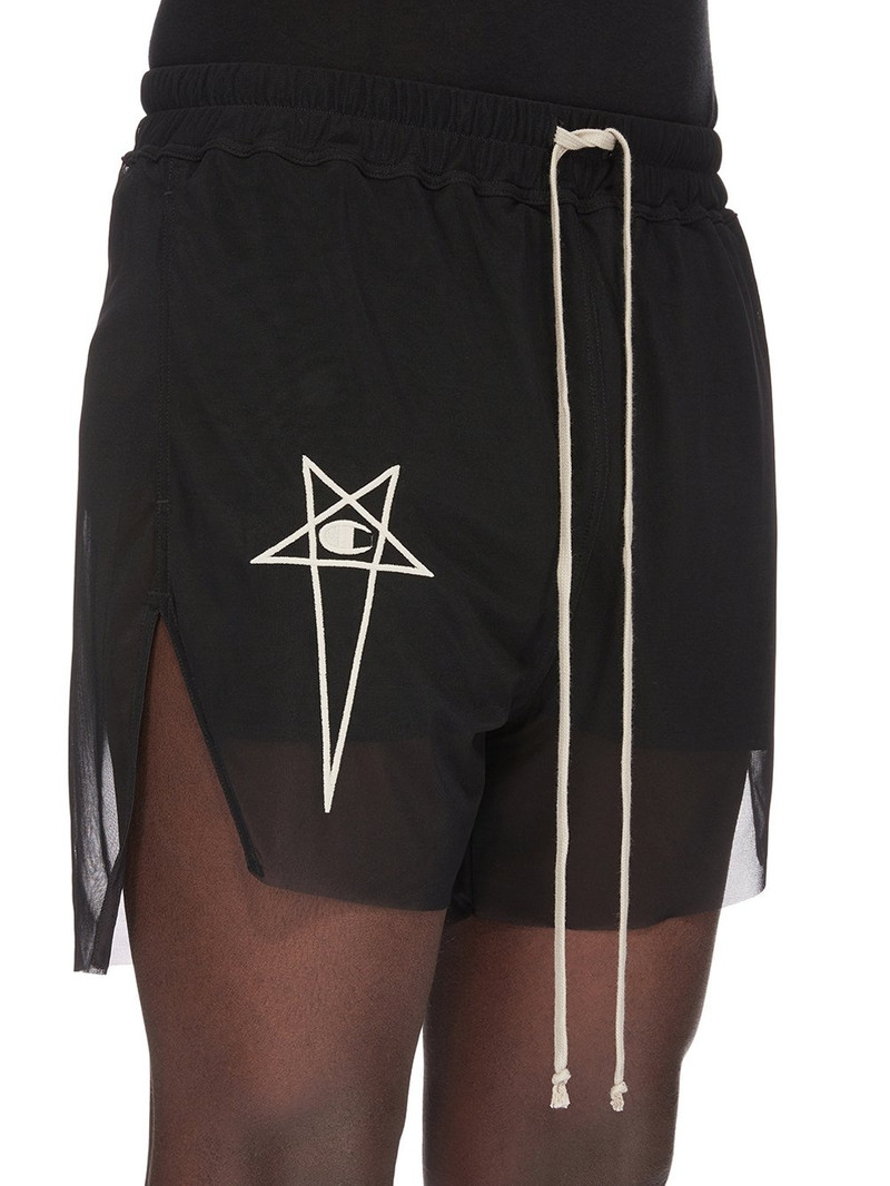 + Champion Dolphin Straight-Leg Logo-Embroidered Mesh Shorts 4