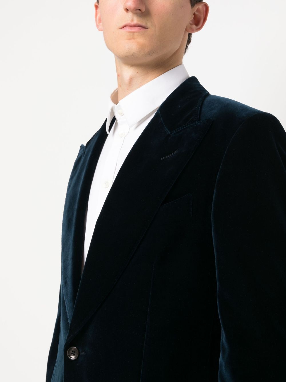 single-breasted velvet blazer - 5