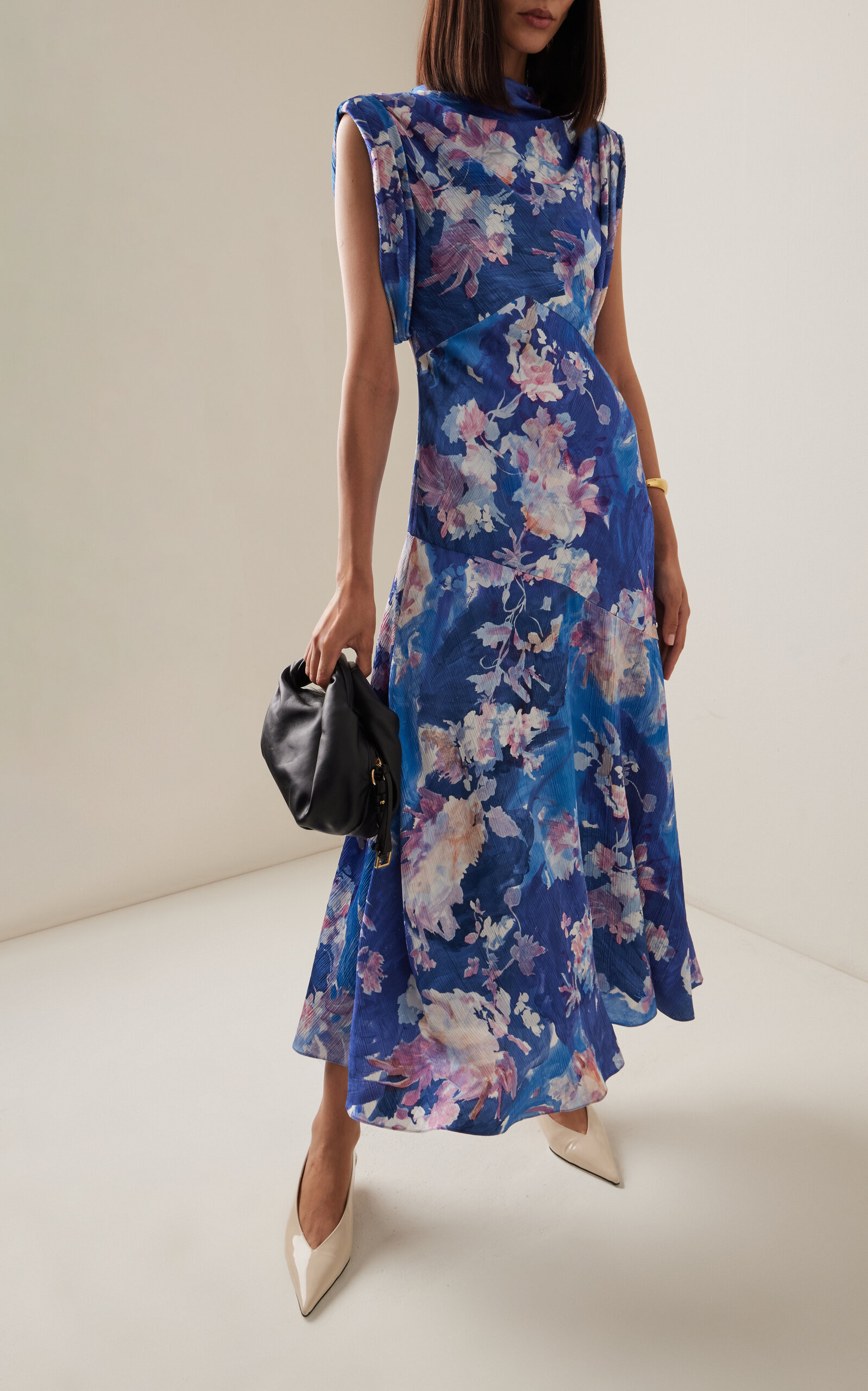 Printed Satin Midi Dress yellow - 2