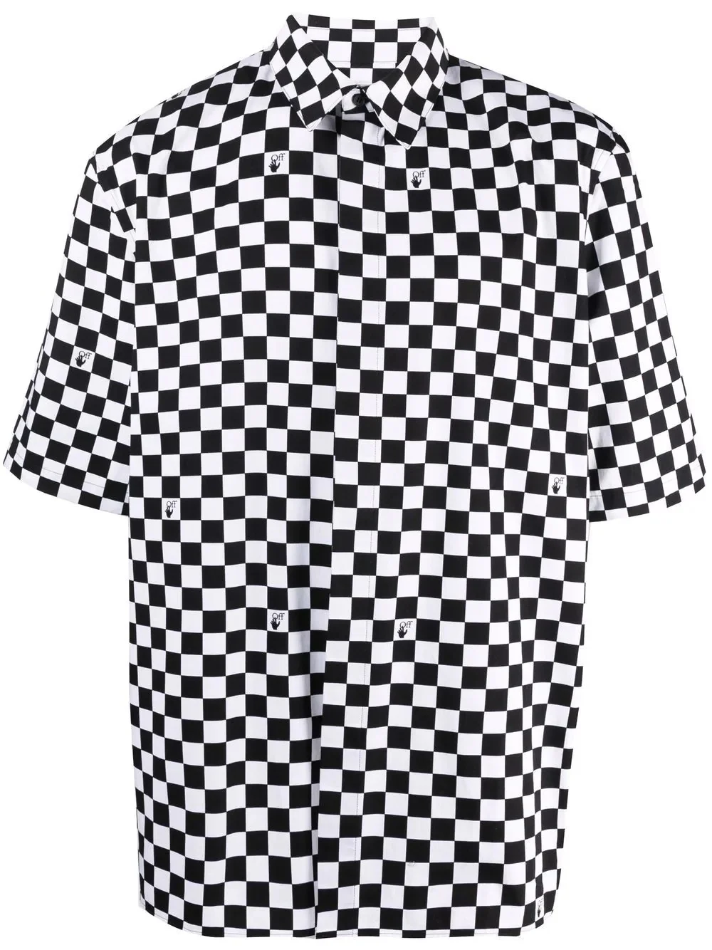 checkerboard print short-sleeve shirt - 1