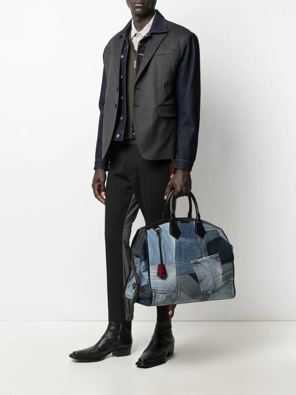 denim patchwork holdall - 2