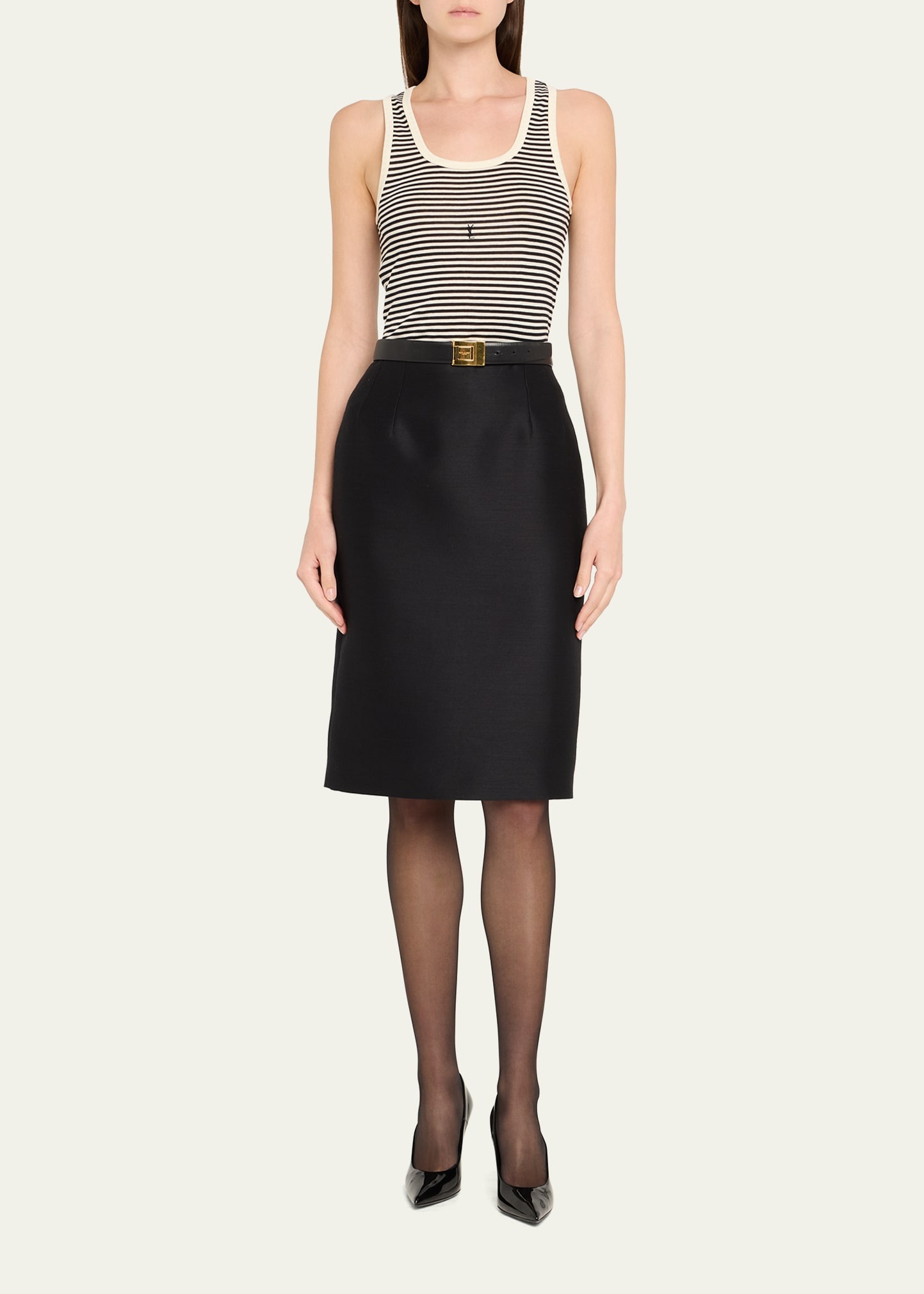 YSL Logo Striped Tank Top - 2