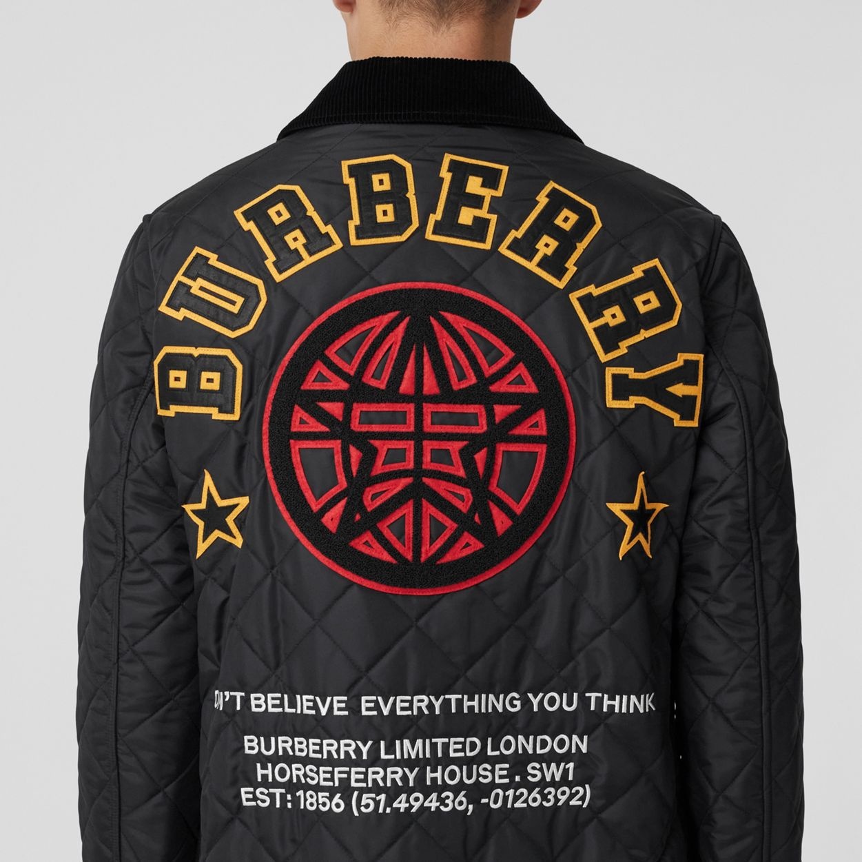 Varsity Graphic Diamond Quilted Barn Jacket - 6