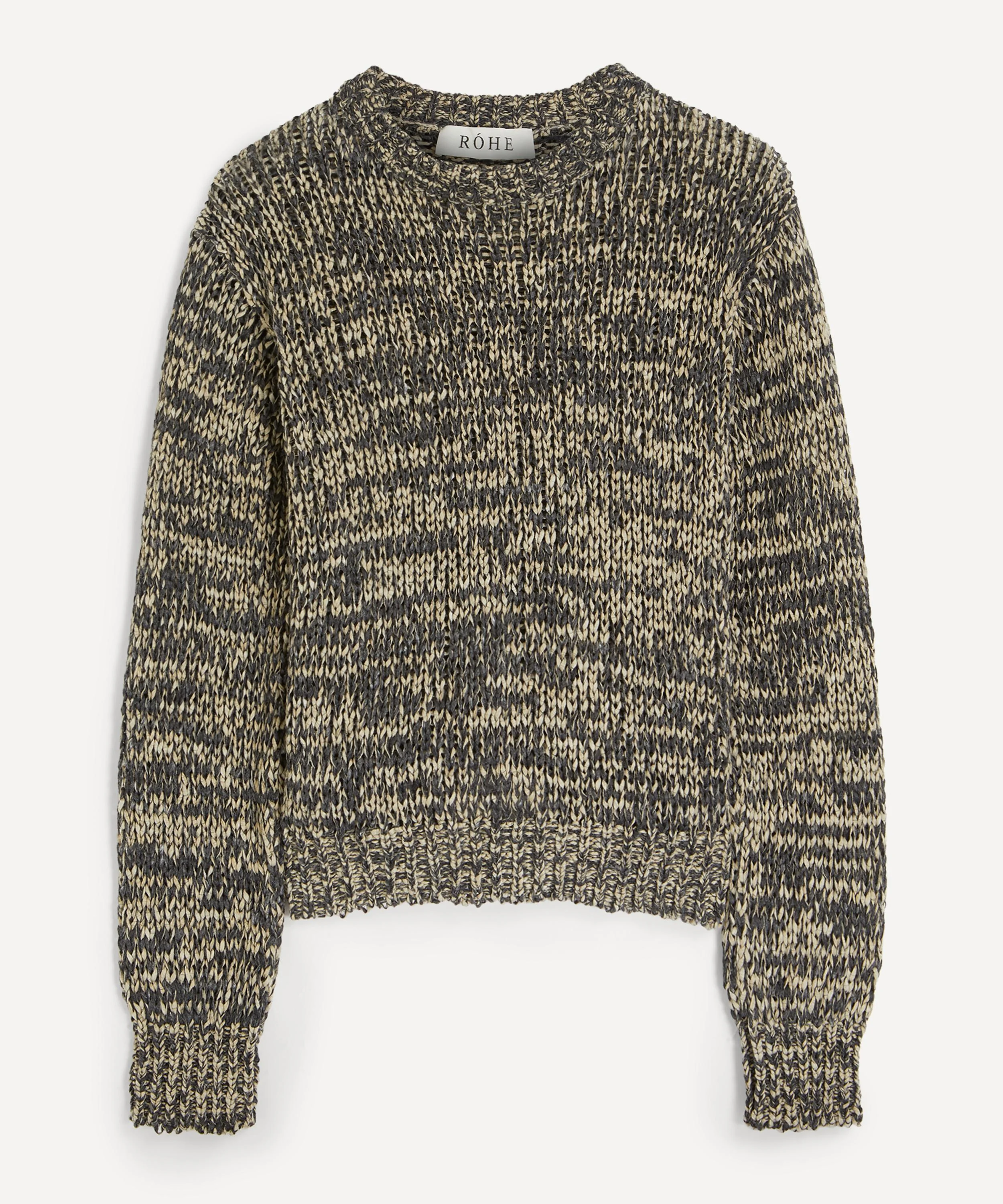 Anthracite Fitted Mouline Crew-Neck Jumper - 1