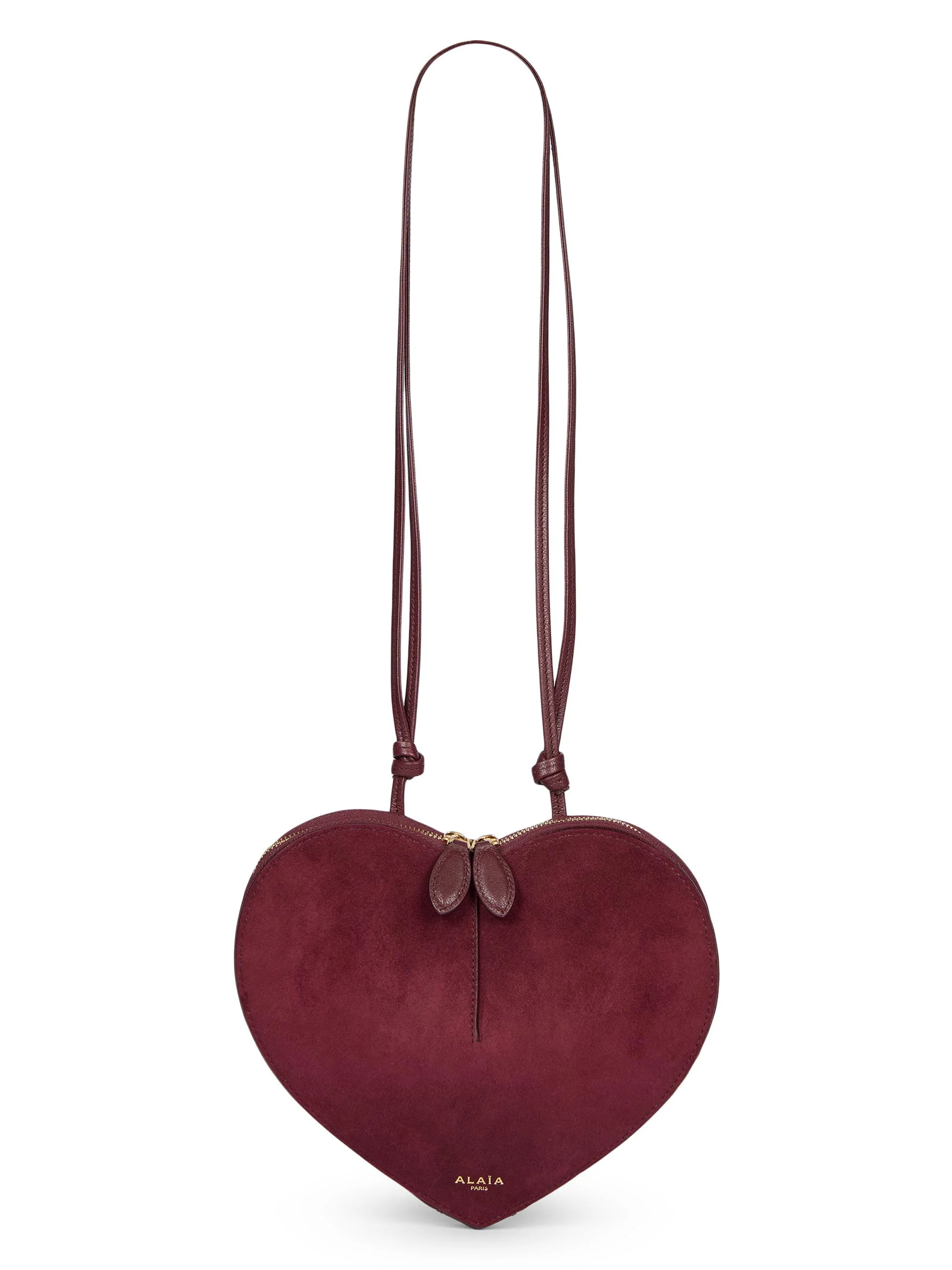 Women's Heart Suede & Leather Shoulder Bag - Rouge Grenat - 1