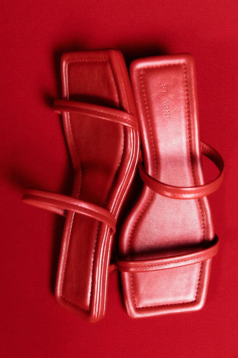 Fine Strap Kitten Heel - Rosso - 5