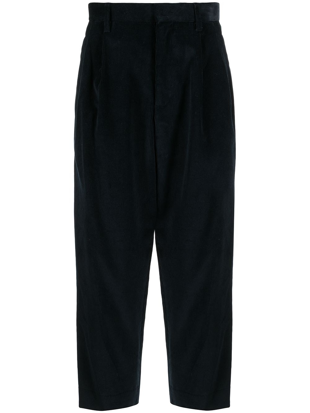 cropped tapered-leg corduroy trousers - 1