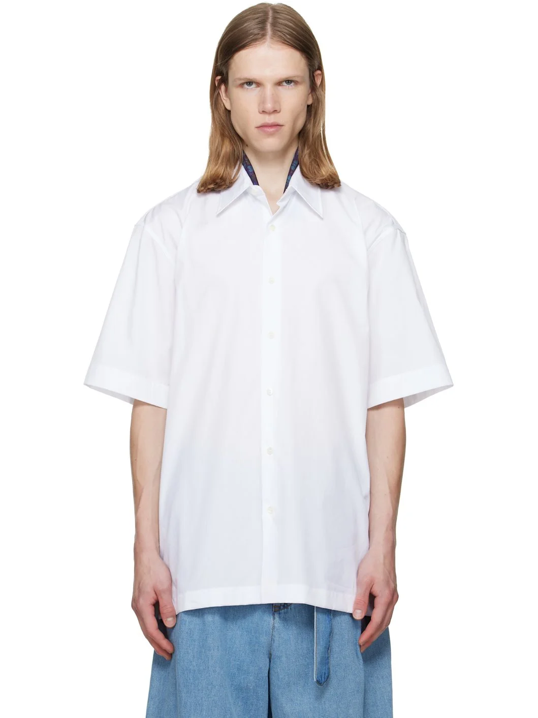 White Short Sleeve Cotton Shirt - 1