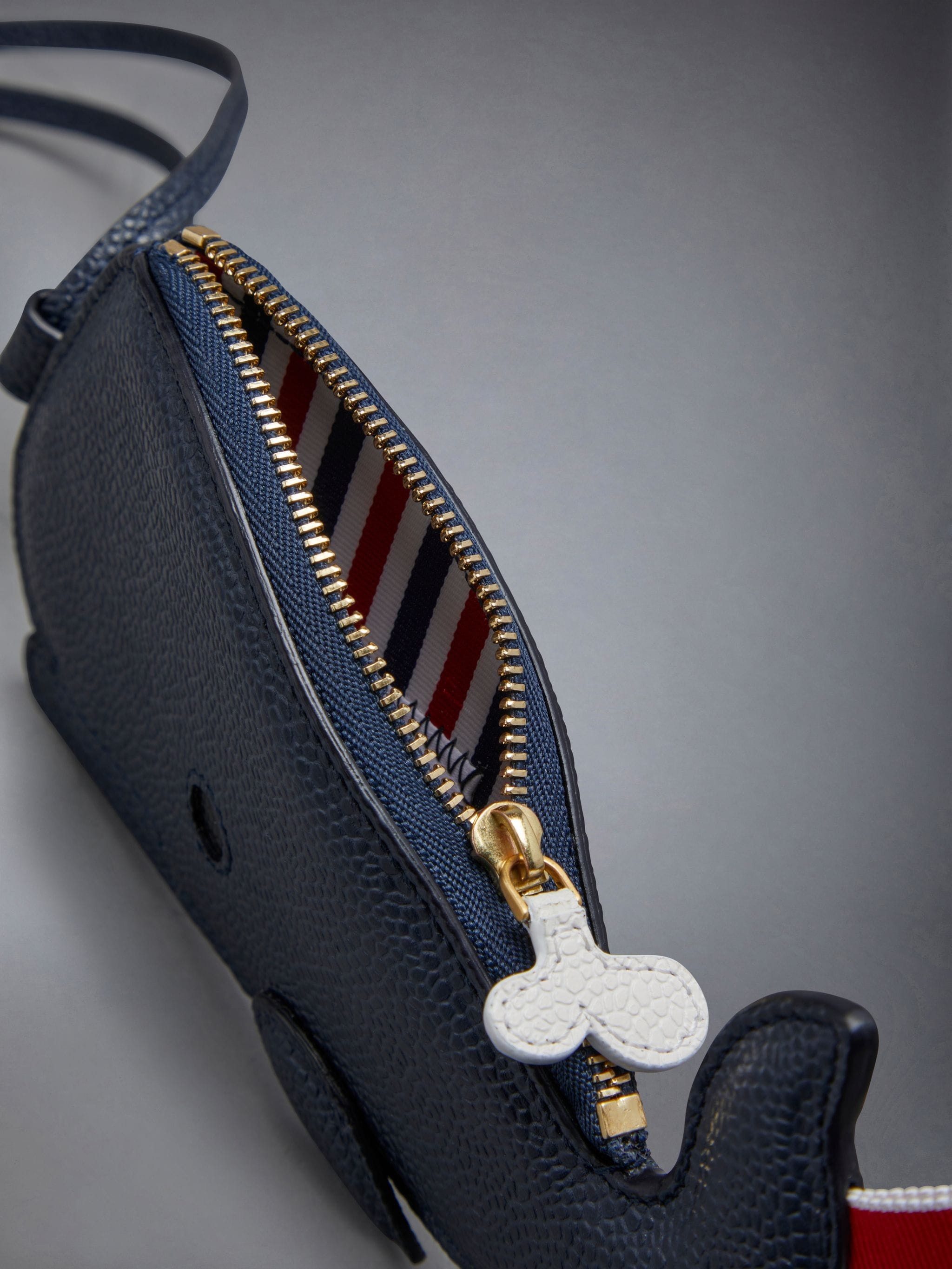 Pebble Grain Leather Mini Whale Zip Pouch - 4