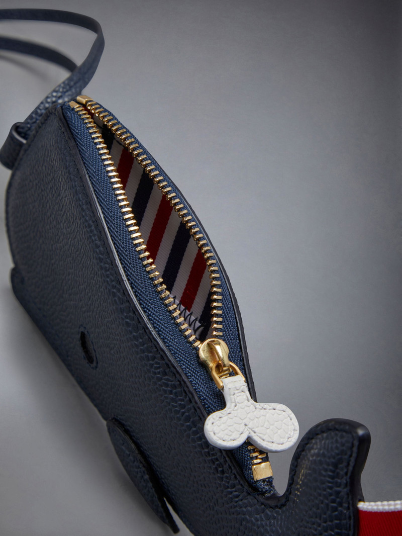 Pebble Grain Leather Mini Whale Zip Pouch 4