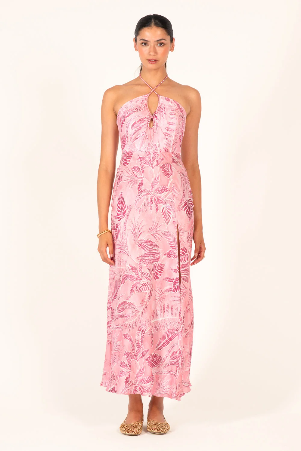 Long Dress Stella - Pink Calathea - 1