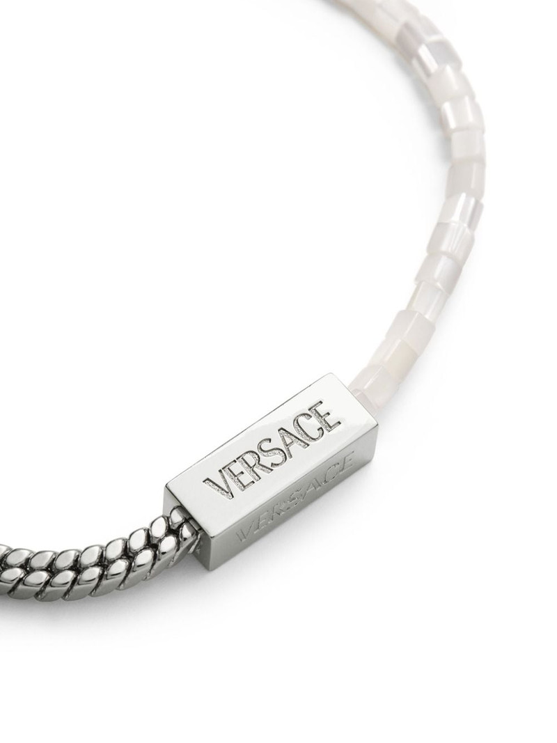 VERSACE logo-engraved beaded chain necklace outlook