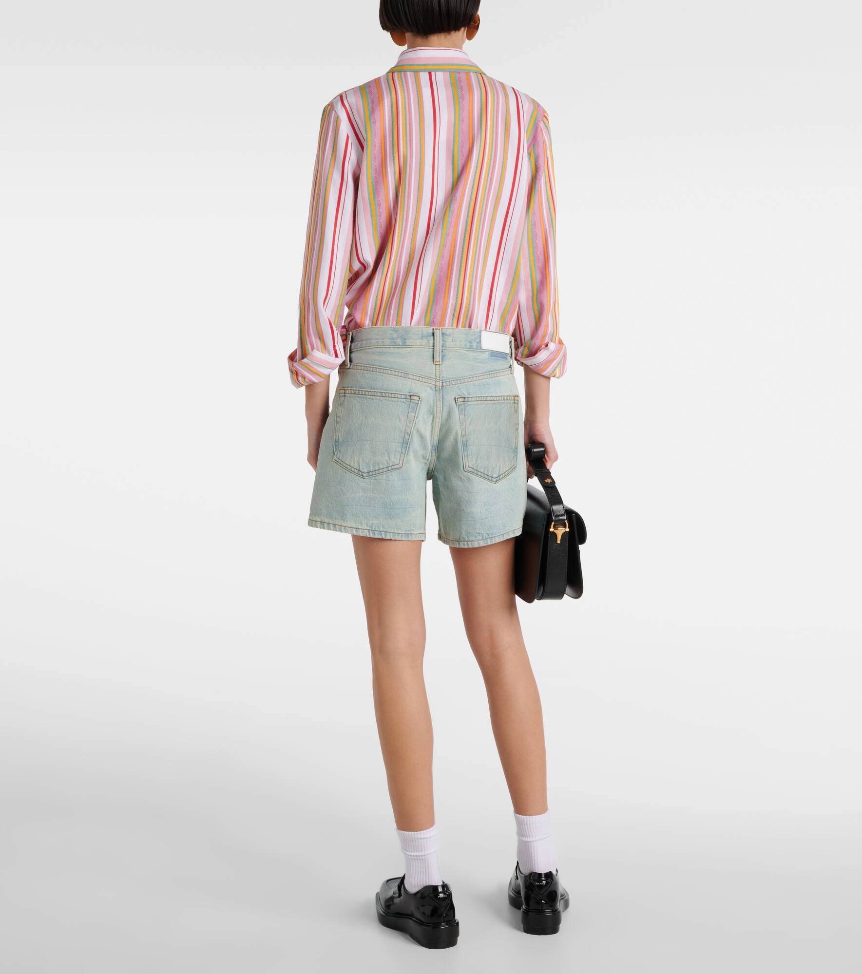 Mid-rise denim shorts - 3