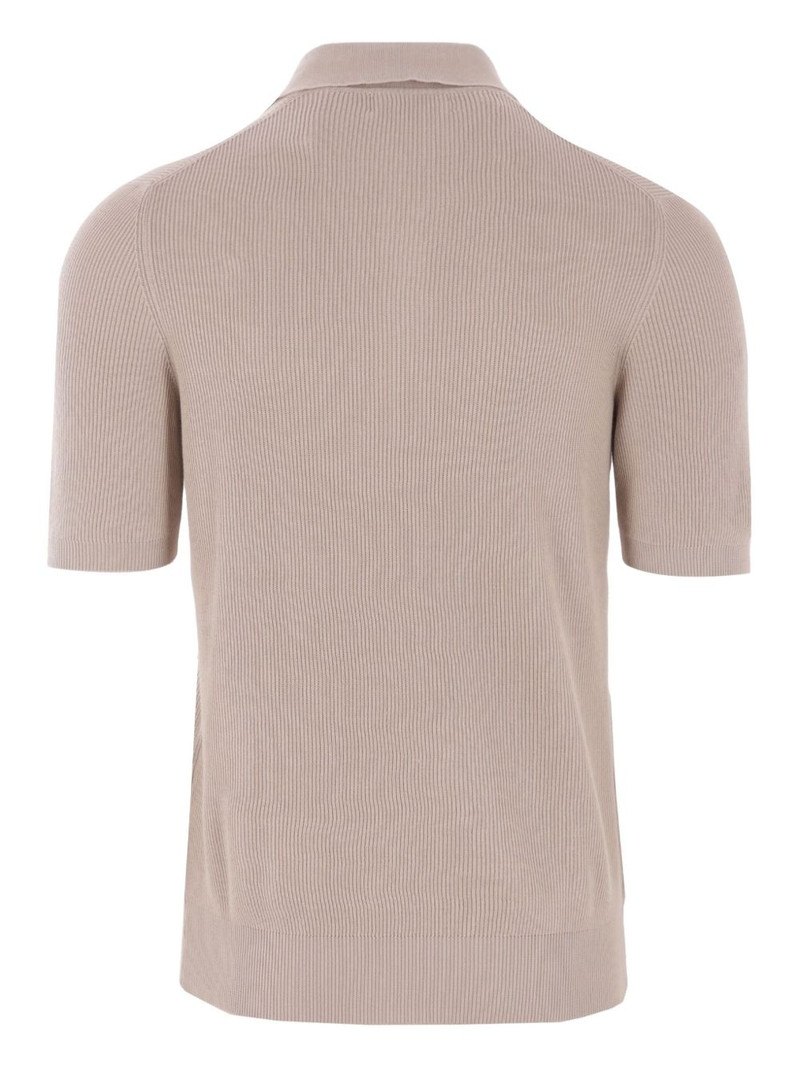 Brunello Cucinelli ribbed-knit polo shirt outlook