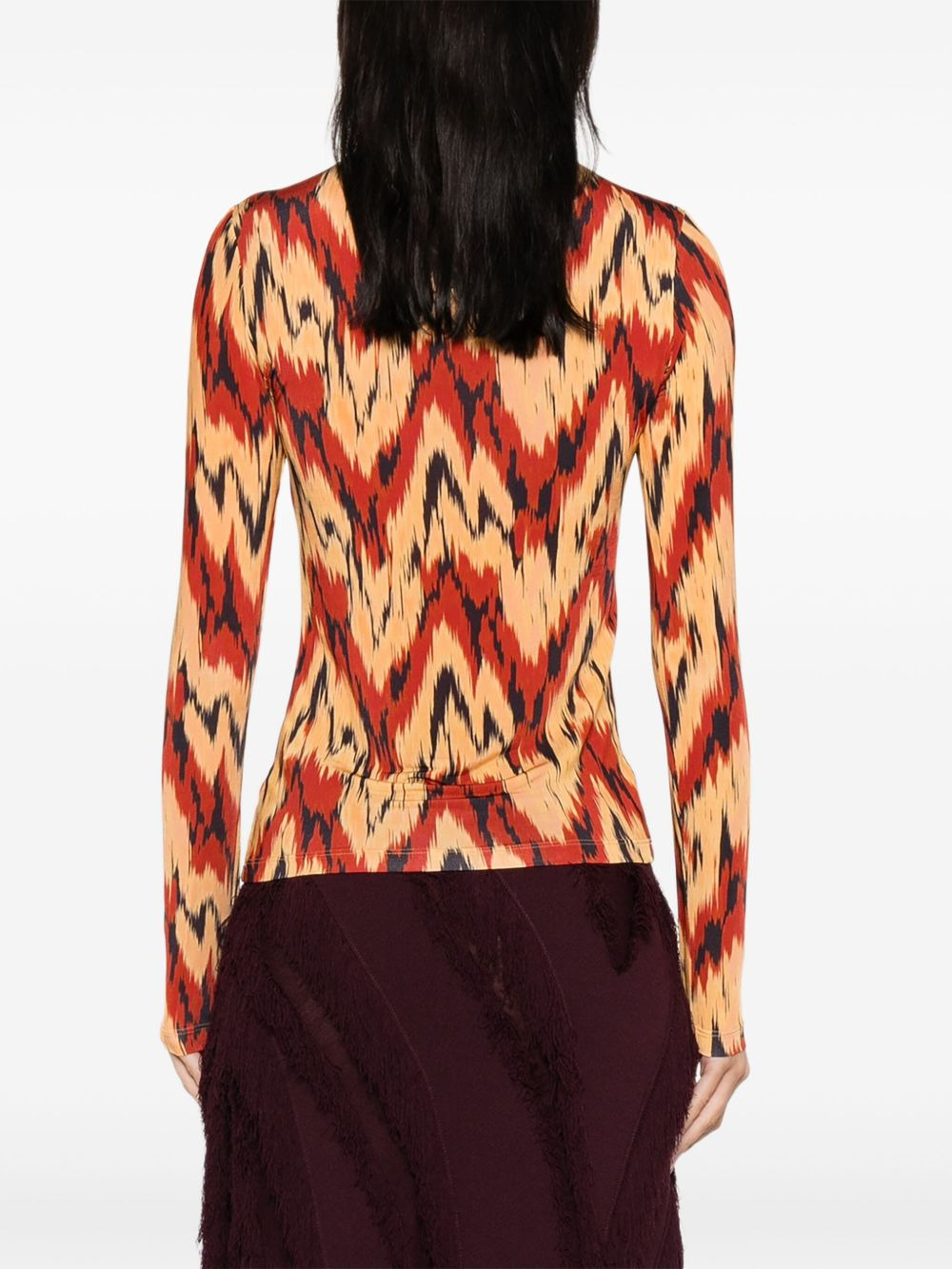 high-neck patterned T-shirt - 4