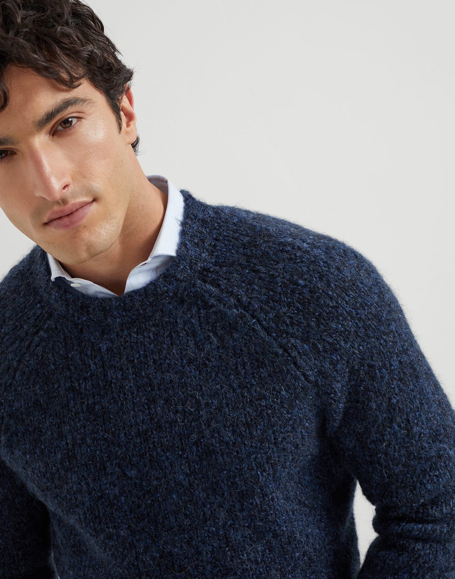Flecked alpaca, virgin wool and cashmere sweater with raglan sleeves - 3