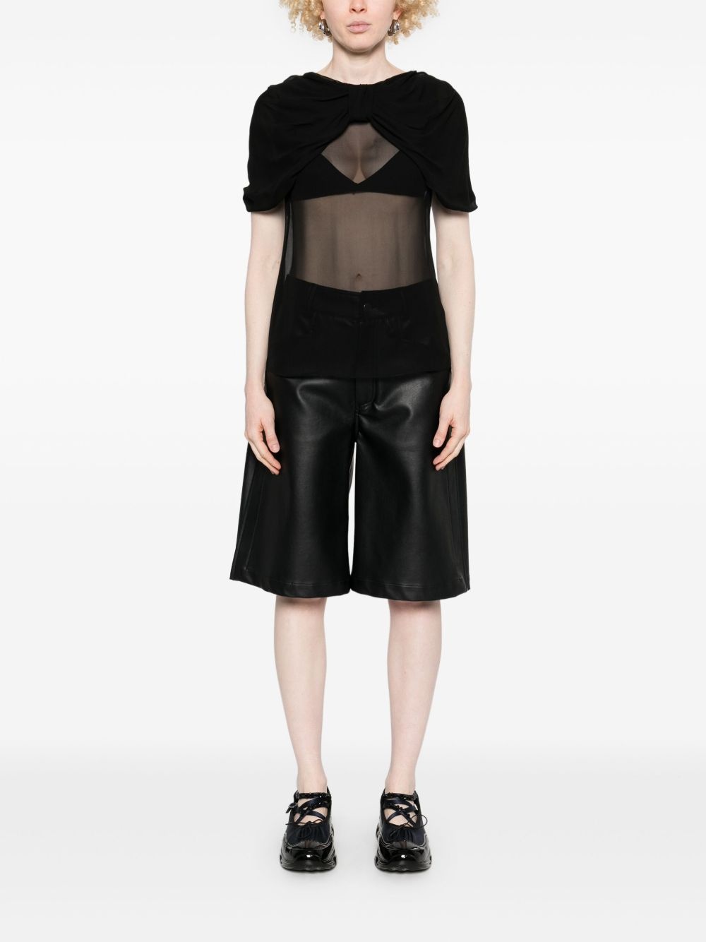 bow-detail sheer blouse - 2