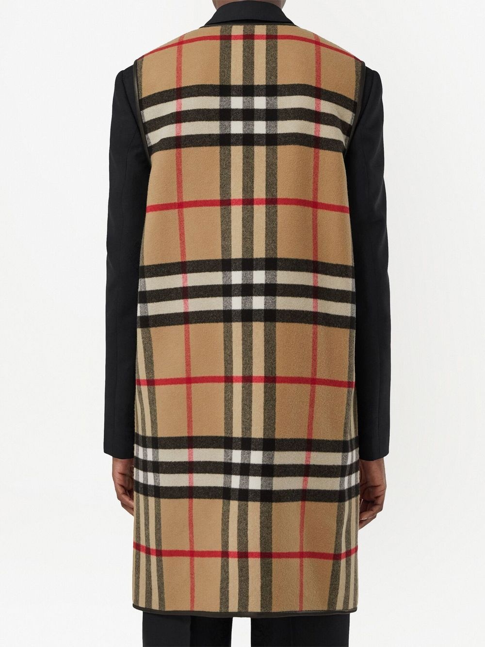 checked leather-trim liner - 3