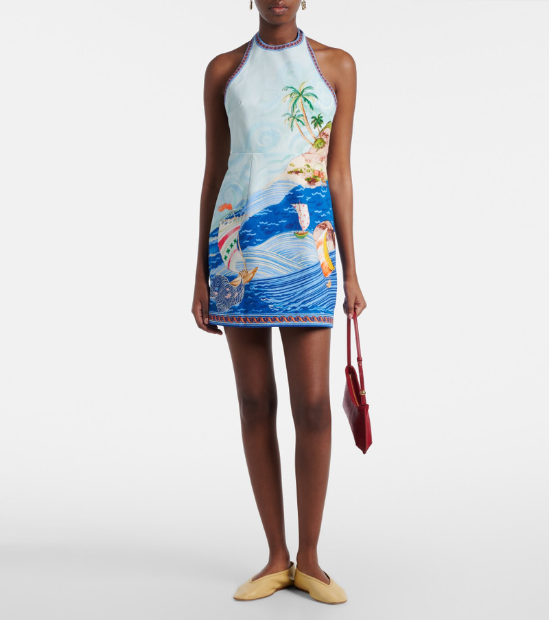 ALÉMAIS Island printed halterneck cotton minidress outlook