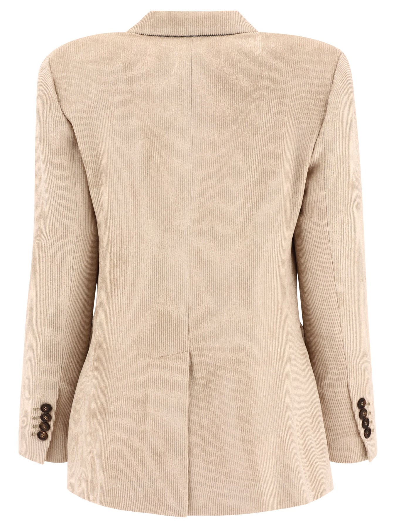 Hammered Corduroy Blazer With Monili Jackets Beige - 2