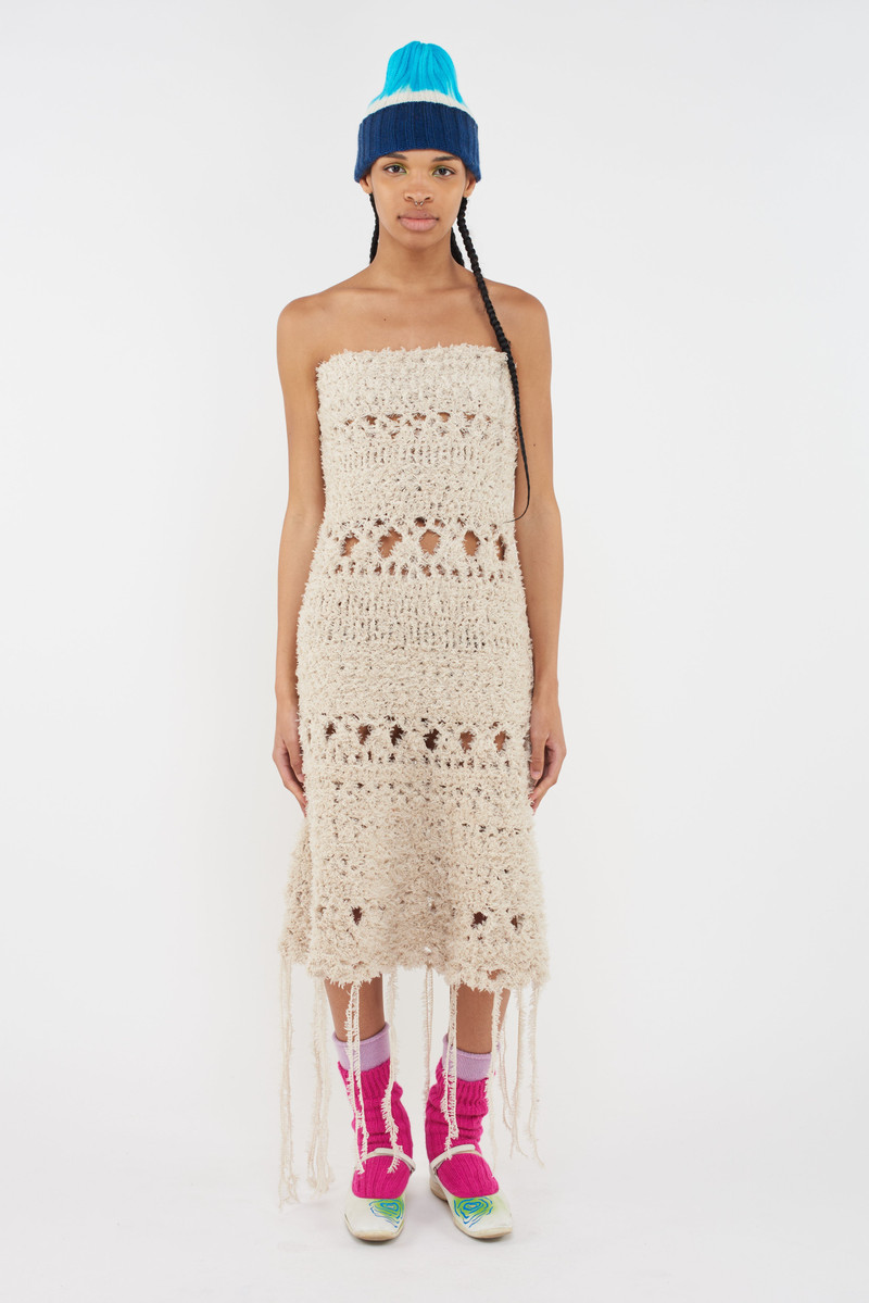 The Elder Statesman FURRY CROCHET DRESS outlook