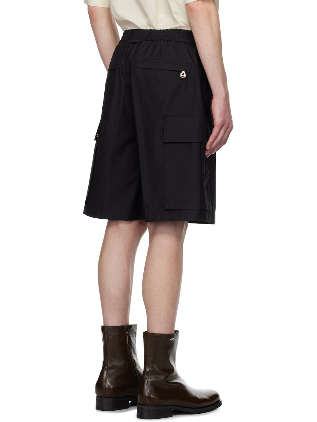 Black Drawstring Cargo Shorts - 3