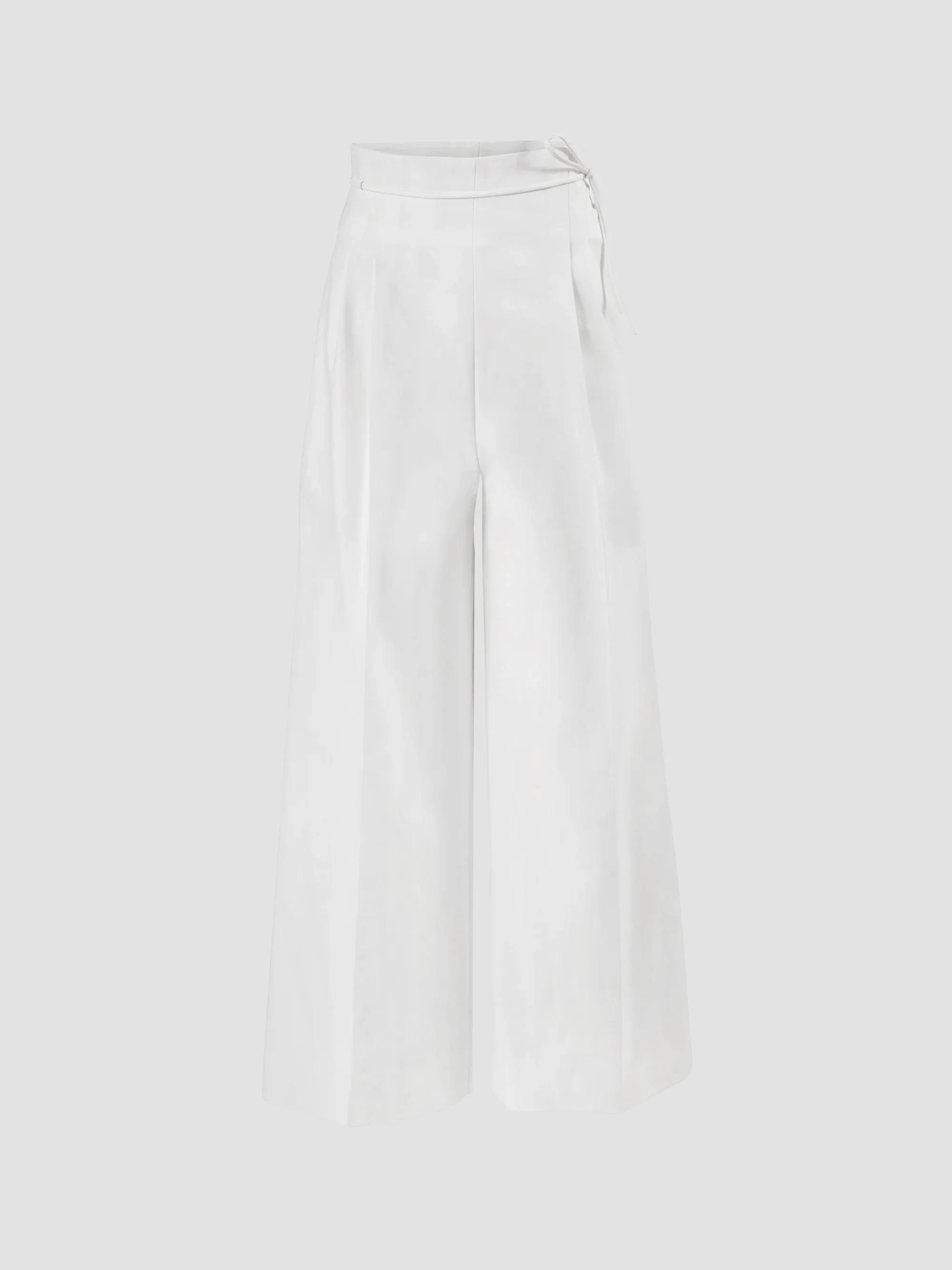 Women's Stretch Cotton High-Rise Wide-Leg Crop Pants - White - 1