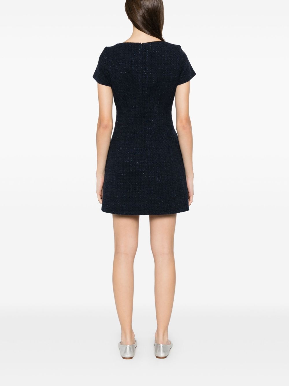 lurex-detail mini dress - 4