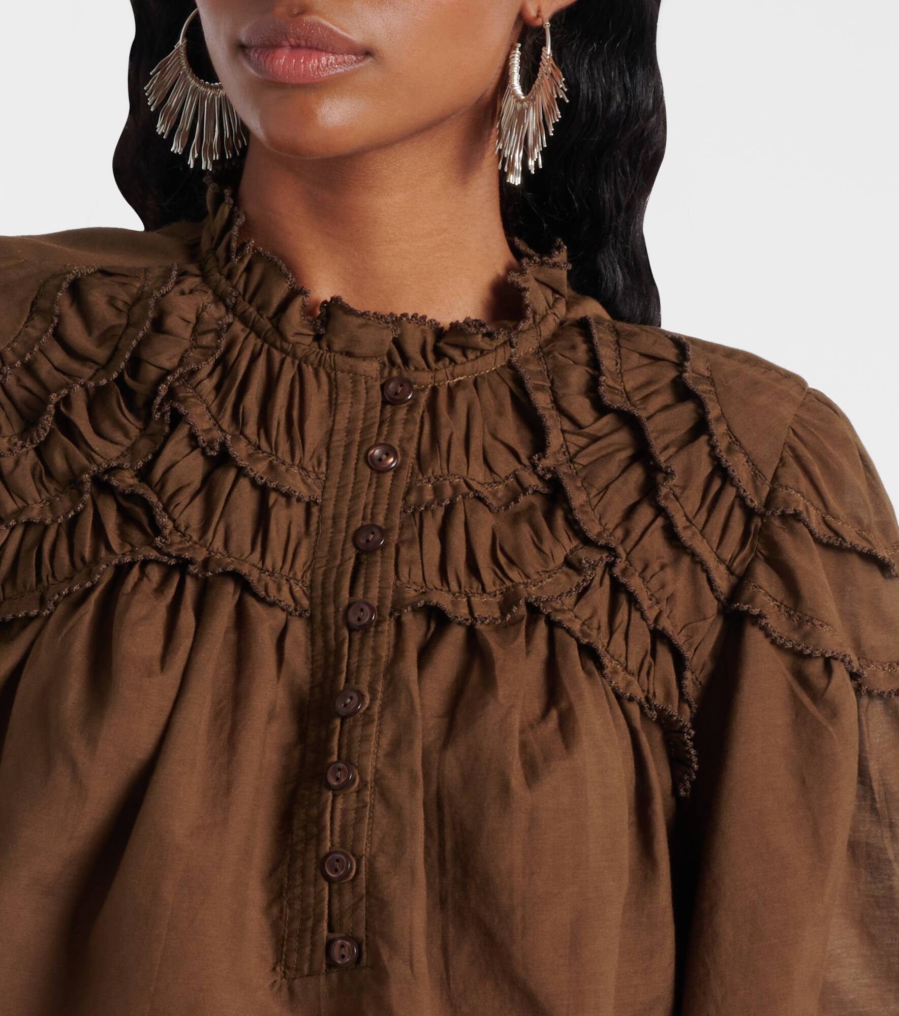 Ruffled cotton-blend top - 4