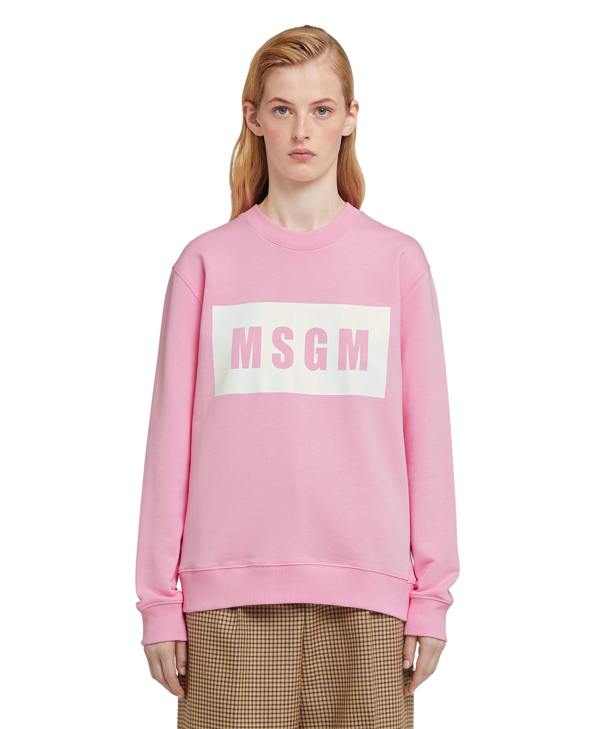 Cotton crewneck sweater with MSGM box logo - 2