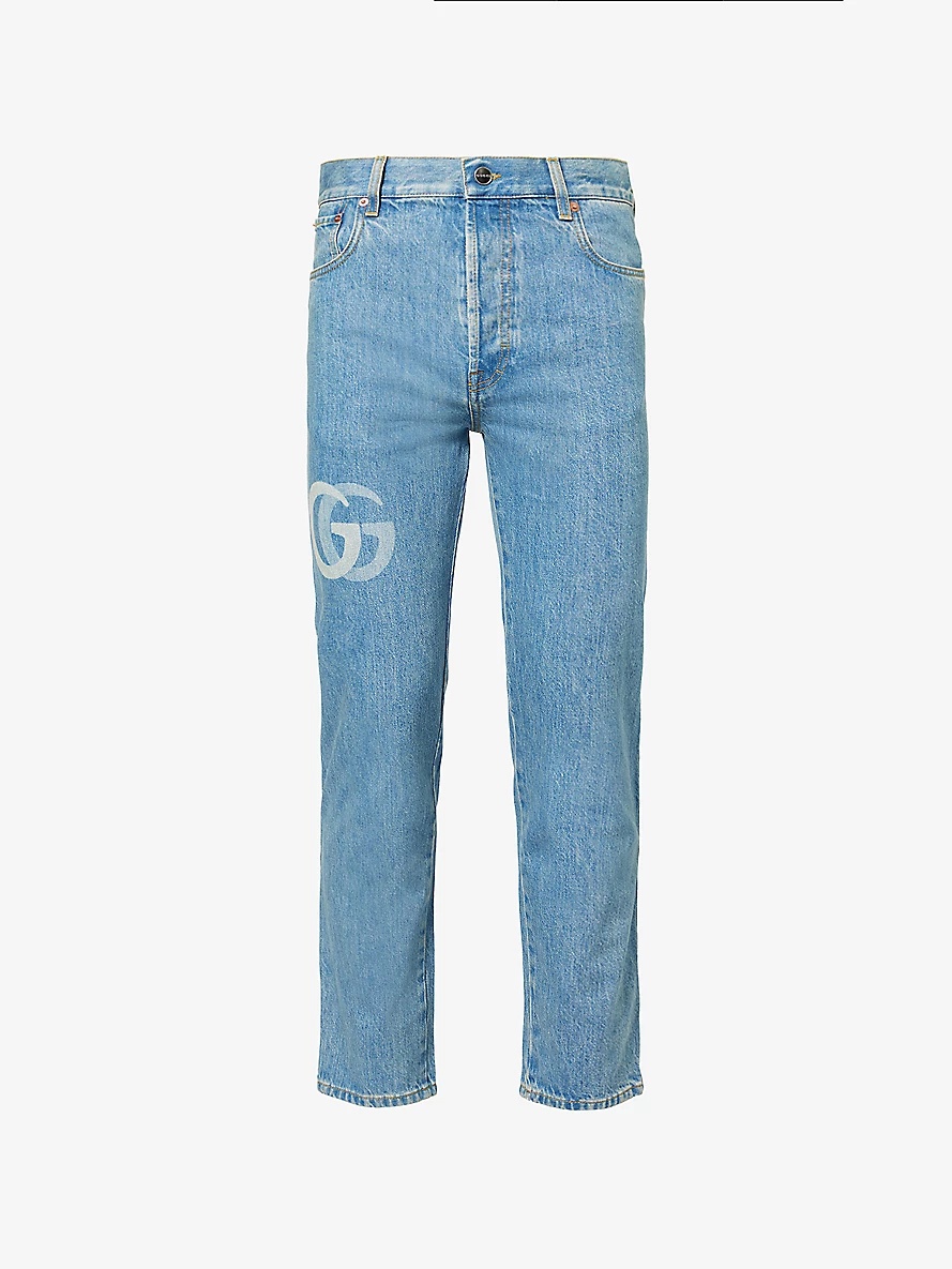 GUCCI Cropped straight-leg mid-rise denim jeans | selfridges