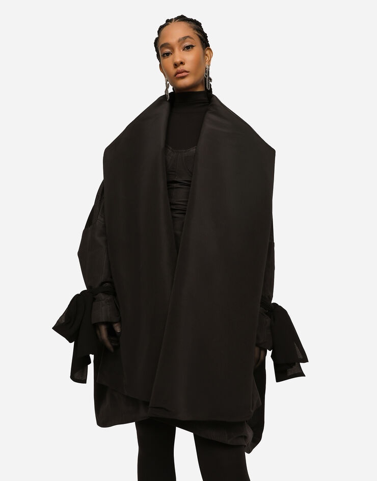Taffeta and moiré cape with the Re-Edition label - 4