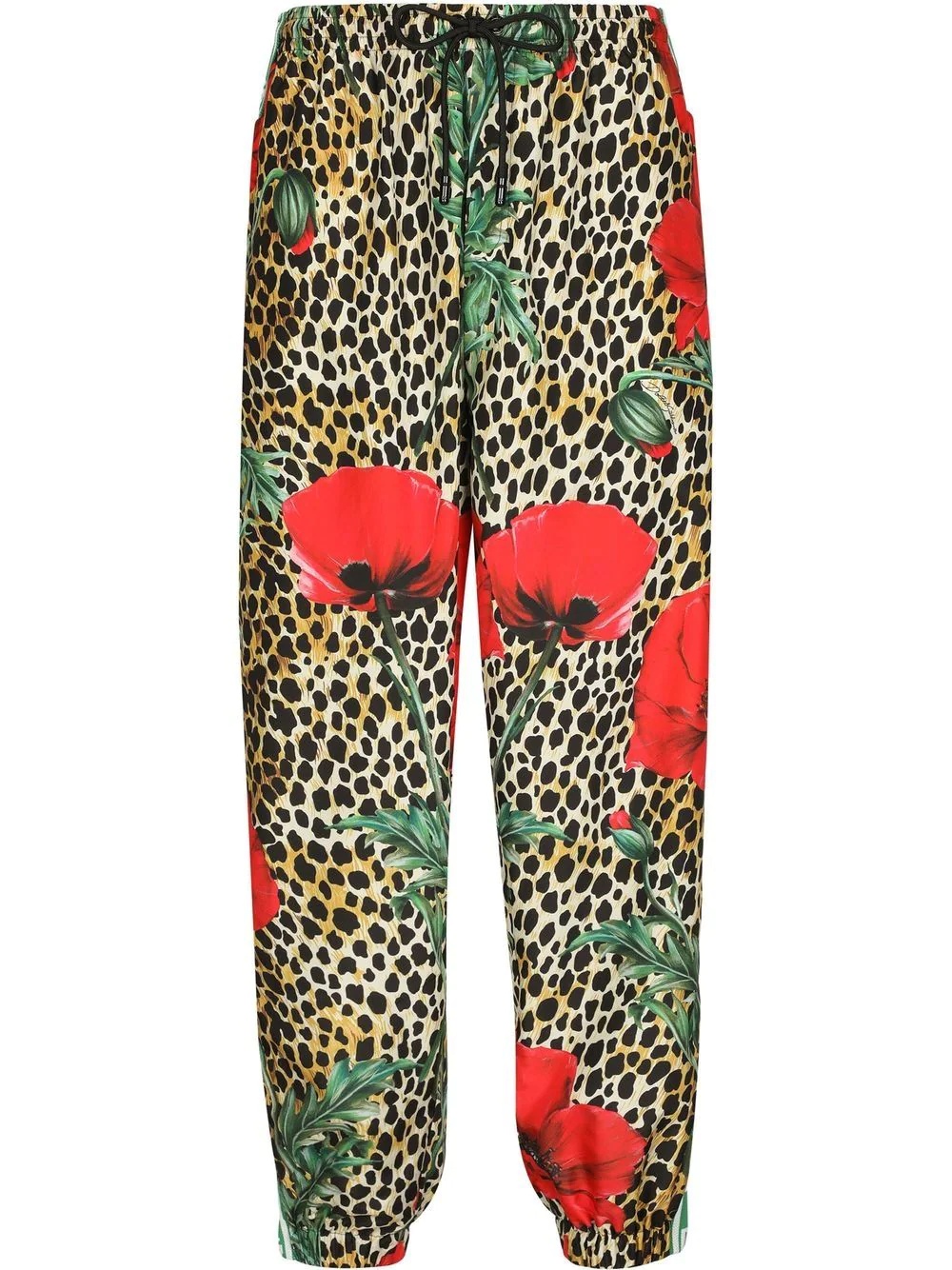 floral leopard-print track trousers - 1