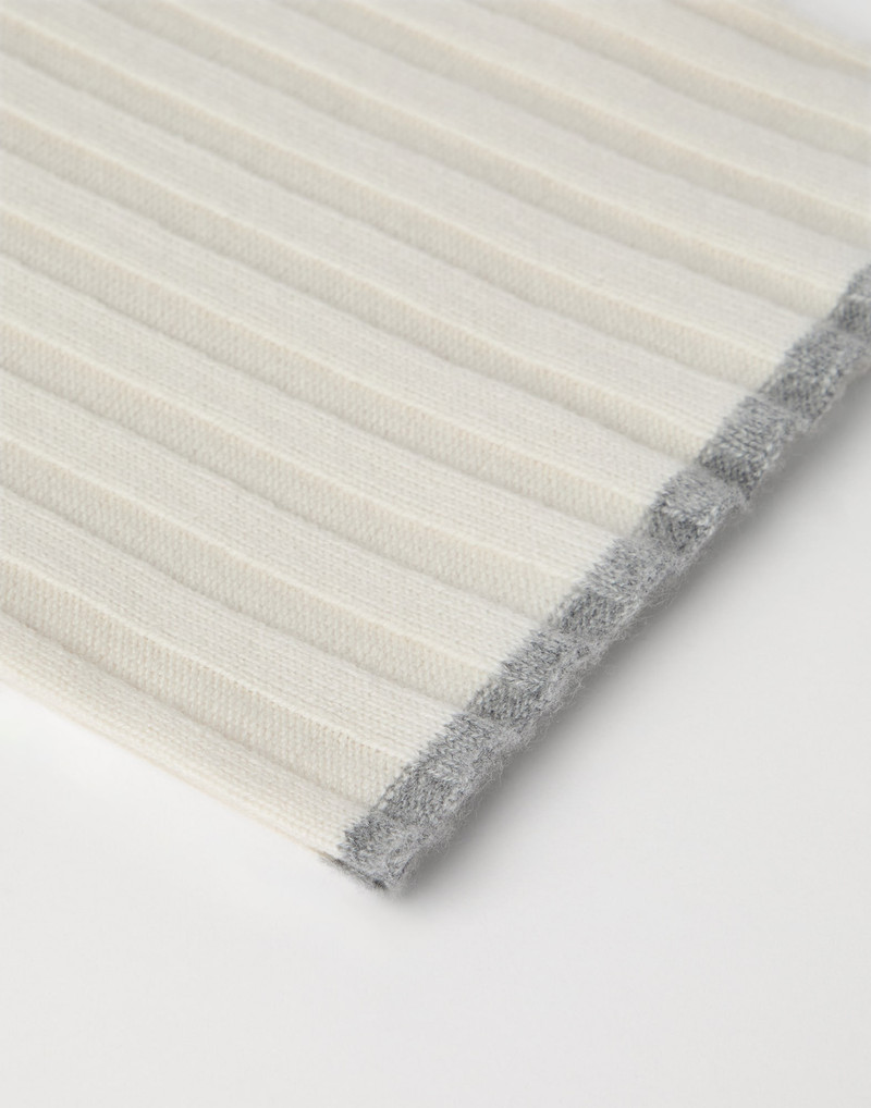 Brunello Cucinelli Cashmere rib knit scarf outlook