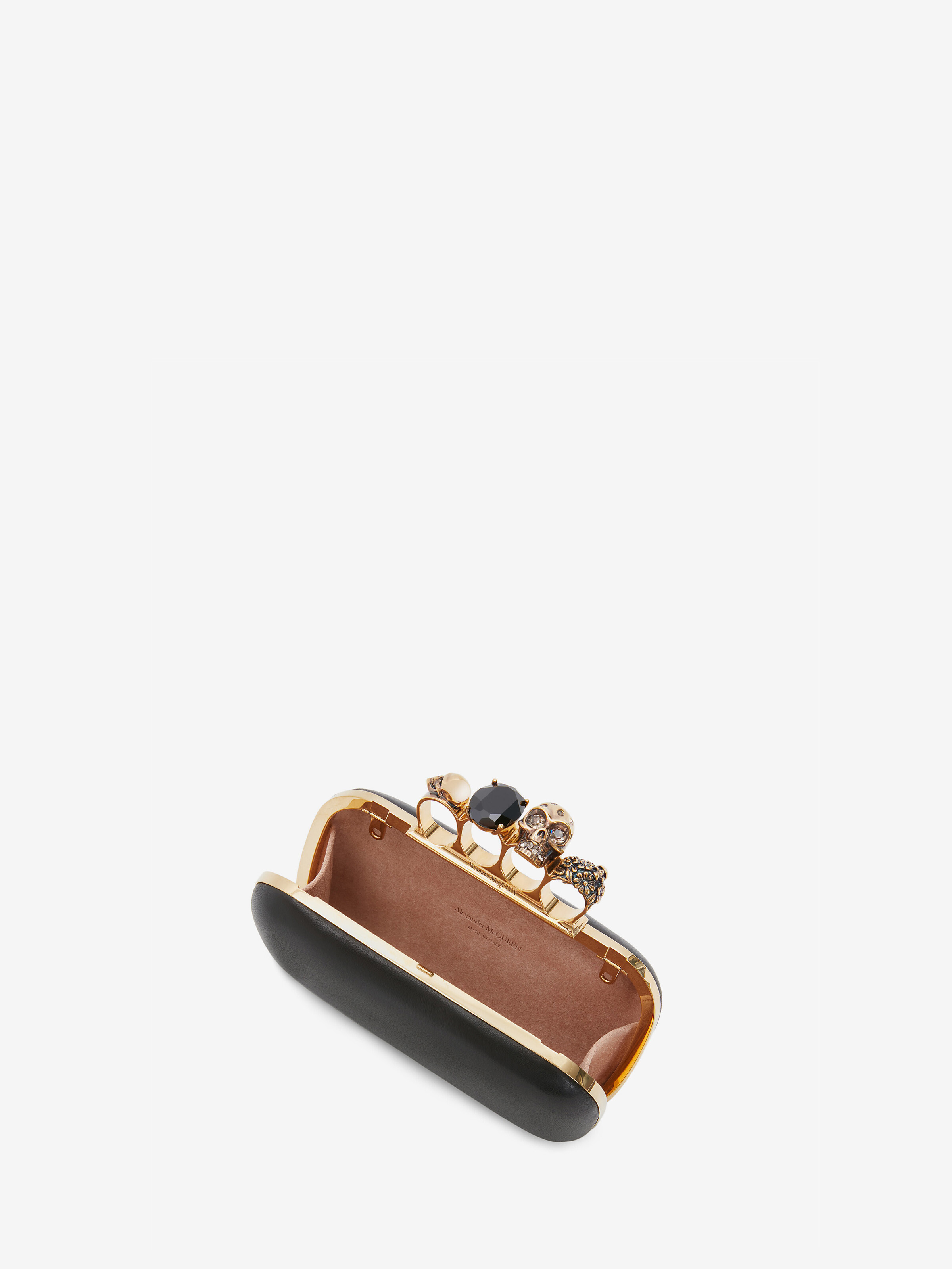 Women's Knuckle Clutch With Chain in Black - 4