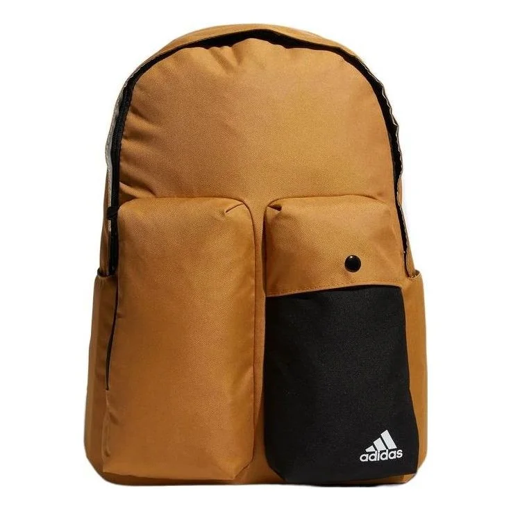 adidas Alphabet Printing Large Capacity Multiple Pockets Backpack Unisex Brown HP1453 - 1