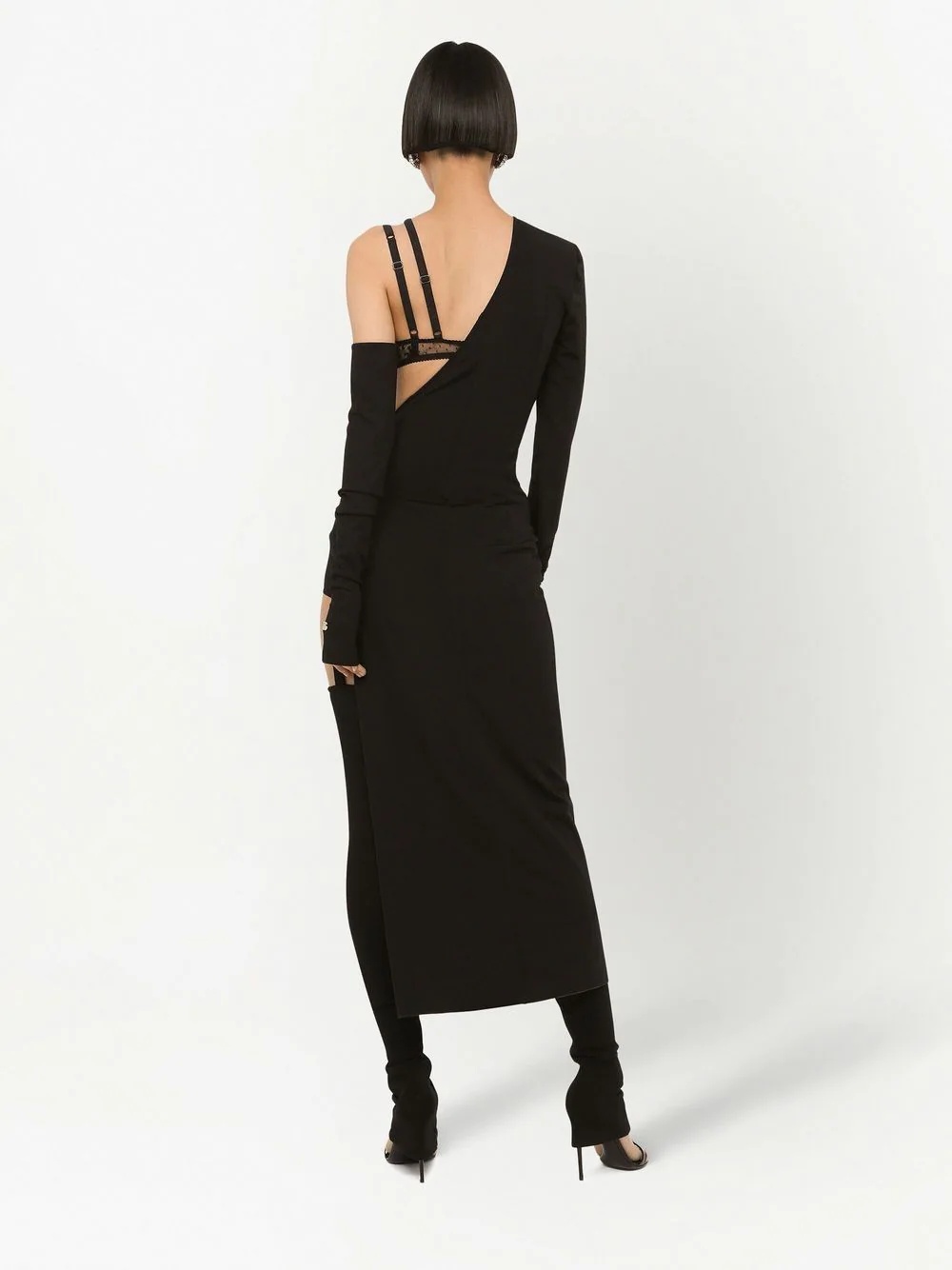 one-shoulder midi dress - 4