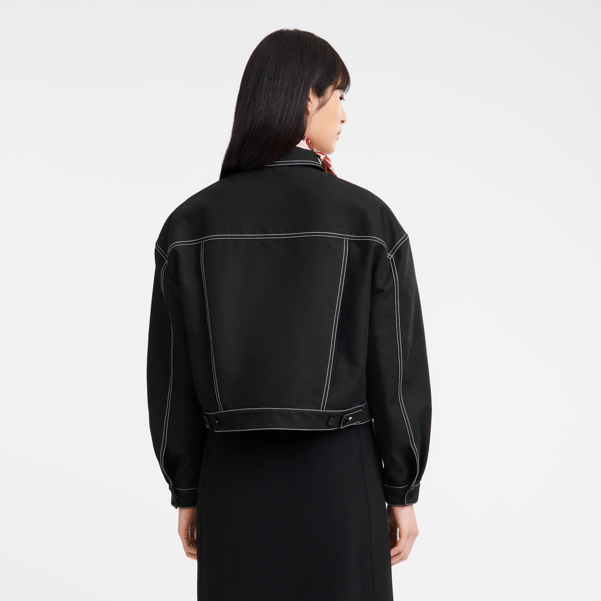 Topstitching short jacket Black - Gabardine - 3